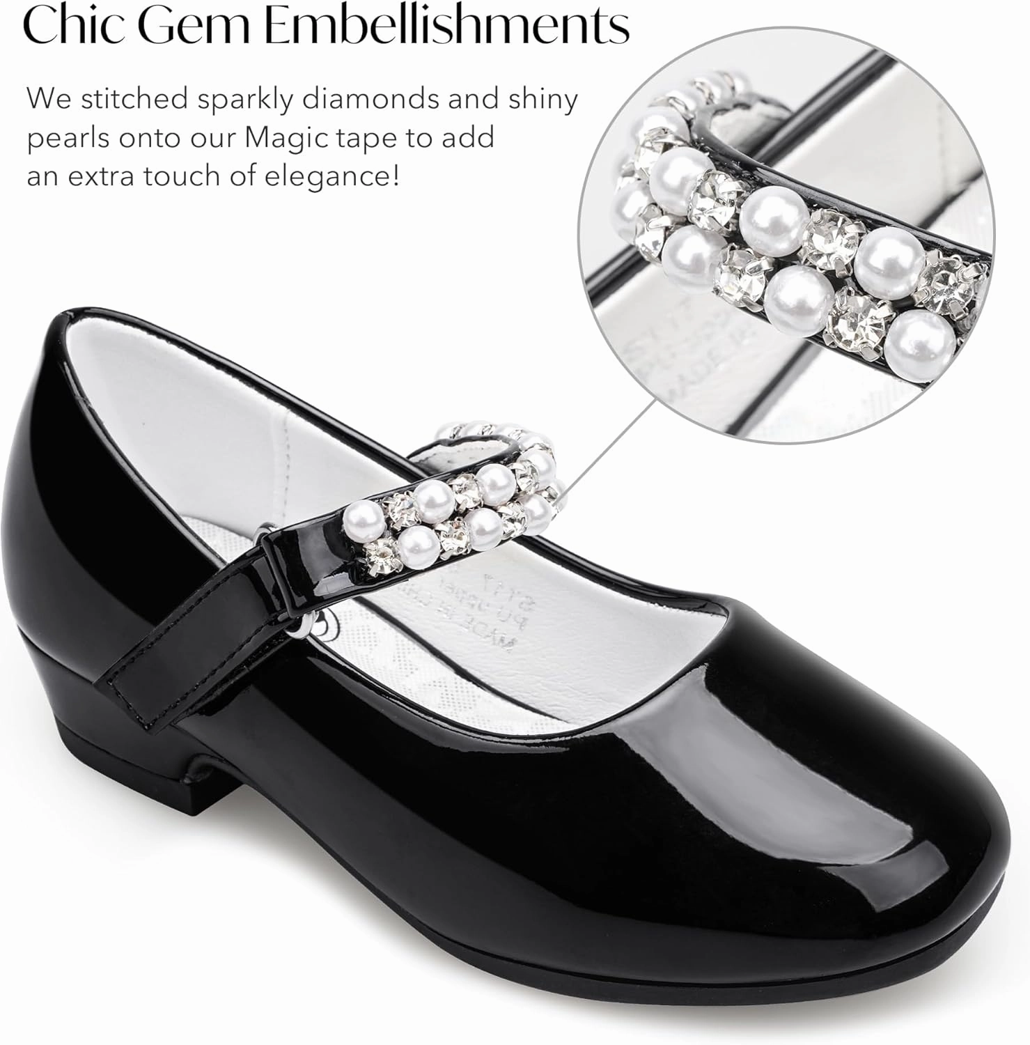 Stelle Girls Dress Shoes White Flower Girl Shoe Mary Jane Low Heels for Wedding (Toddler/Little/Big Kid)