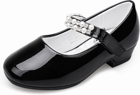 Stelle Girls Dress Shoes White Flower Girl Shoe Mary Jane Low Heels for Wedding (Toddler/Little/Big Kid)