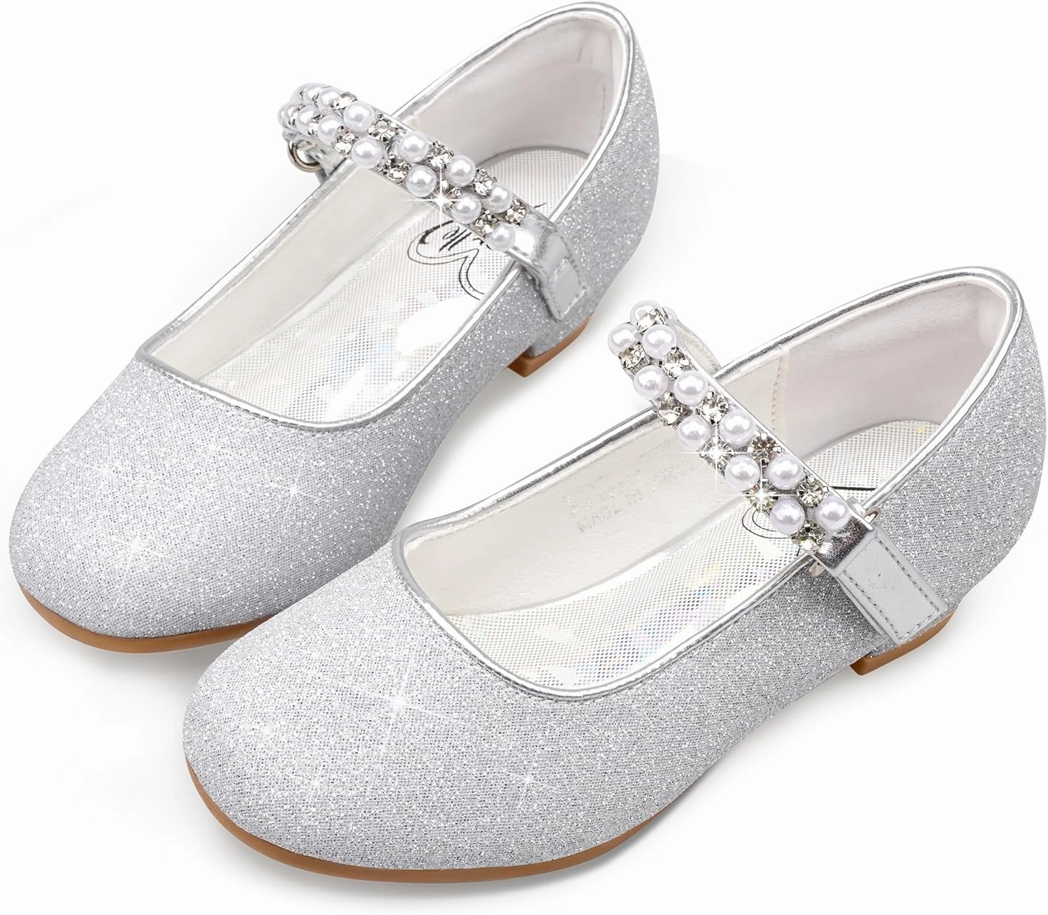 Stelle Girls Dress Shoes White Flower Girl Shoe Mary Jane Low Heels for Wedding (Toddler/Little/Big Kid)