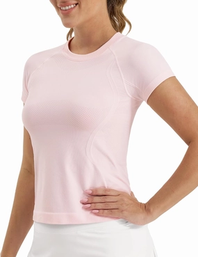 Stelle Women Seamless Workout Tops Short Sleeve Athletic Shirts Breathable Moisture Wicking Tees