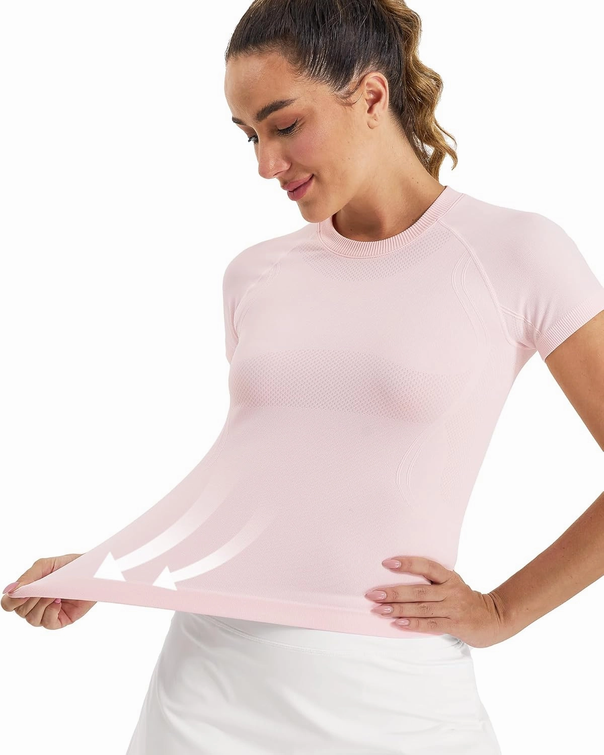 Stelle Women Seamless Workout Tops Short Sleeve Athletic Shirts Breathable Moisture Wicking Tees