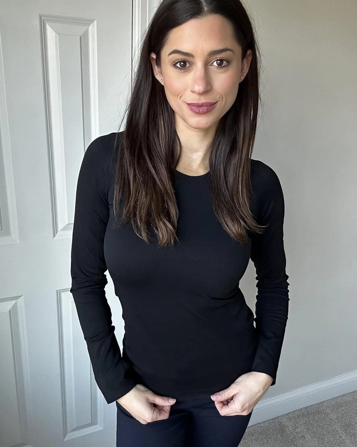 Stelle Women Workout Shirts Seamless Long Sleeve Yoga Tops with Thumb Holes for Sports Running Breathable Athletic Slim Fit