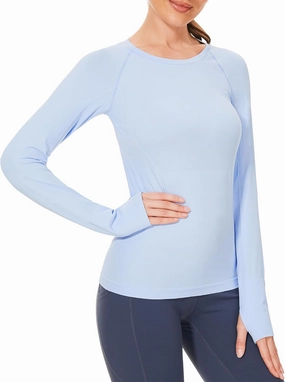 Stelle Women Workout Shirts Seamless Long Sleeve Yoga Tops with Thumb Holes for Sports Running Breathable Athletic Slim Fit