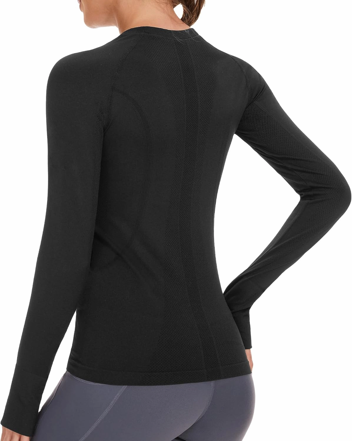 Stelle Women Workout Shirts Seamless Long Sleeve Yoga Tops with Thumb Holes for Sports Running Breathable Athletic Slim Fit
