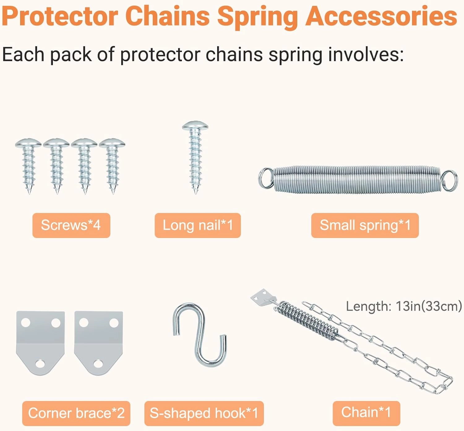 Storm Door Closer, White Heavy Duty Screen Door Closers with Protector Chains Spring, Compatible with Andersen/Emco/Larson/40201 (Closer and Chain, 1 Pack(White))