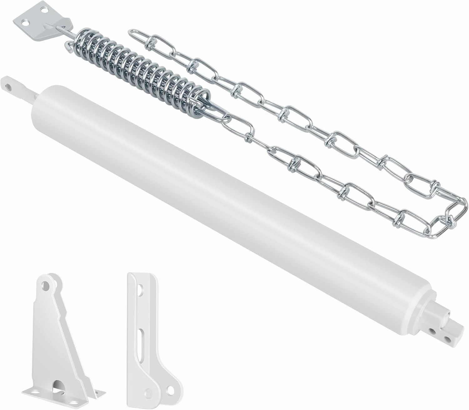 Storm Door Closer, White Heavy Duty Screen Door Closers with Protector Chains Spring, Compatible with Andersen/Emco/Larson/40201 (Closer and Chain, 1 Pack(White))