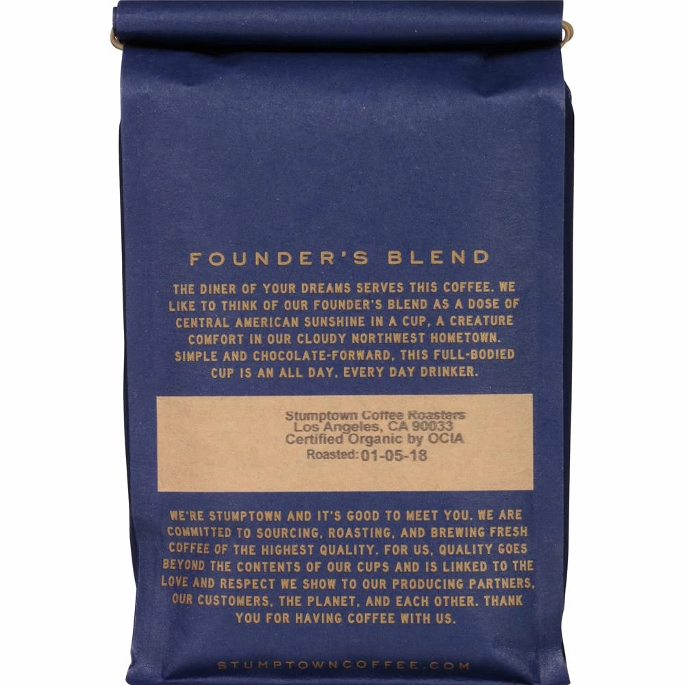 Stumptown Coffee Roasters, Medium Roast Organic Whole Bean Coffee - Founder's Blend Bag with Flavor Notes of Vanilla and Cocoa Powder, 12 Ounce (Pack of 1)