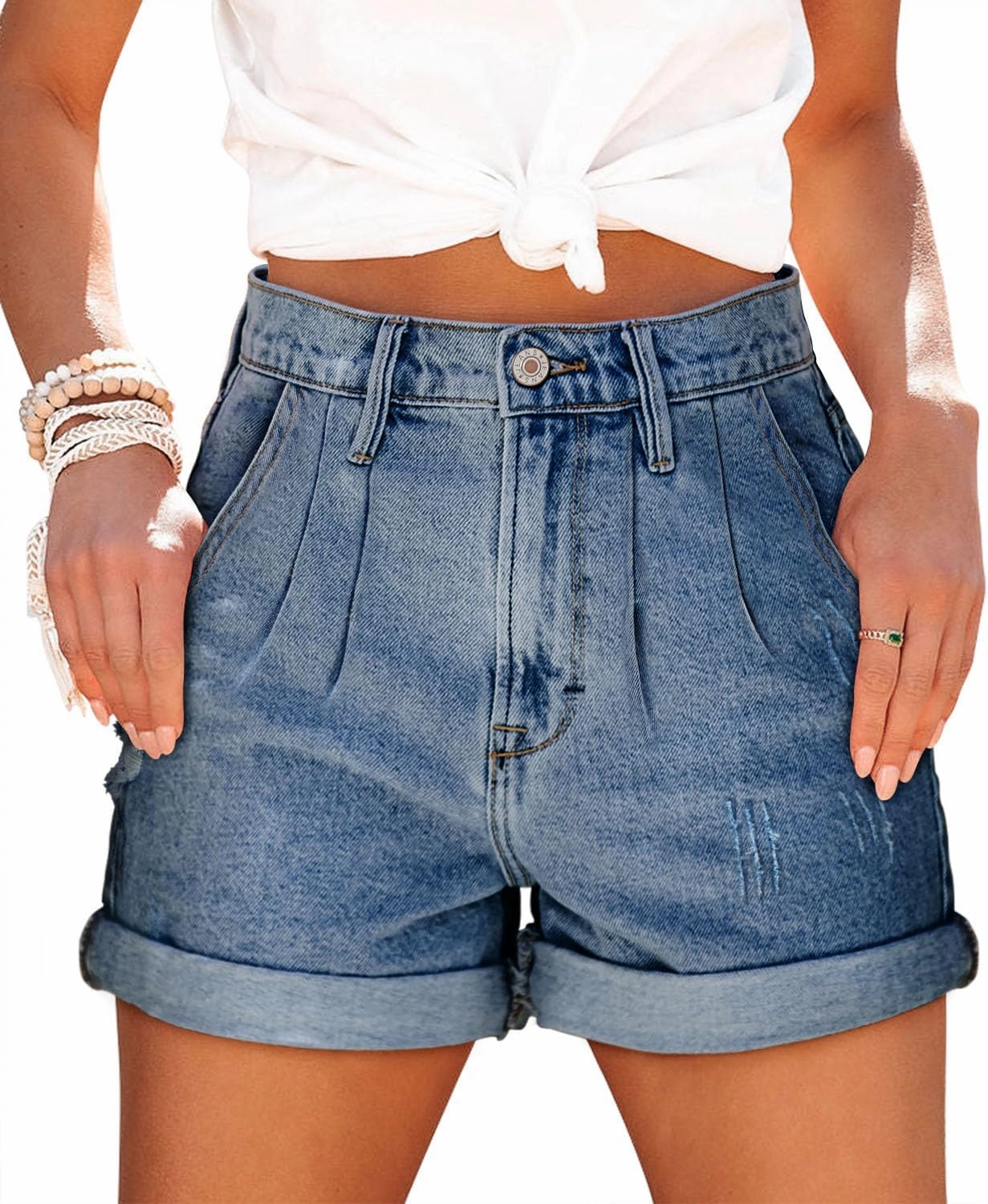 StunShow Women's Denim Shorts Mid Waist Jean Short