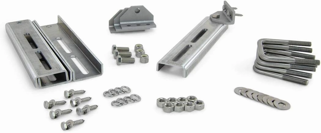 Sturdy Built (4) 12 inch Aluminum and Stainless Steel Boat Trailer Swivel Top Bunk Bracket Kit for 3x3 Boat Trailer Crossmember