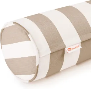 Sunbrella Maxim Heather Beige Cabana Stripe Zippered Neck Roll Bolster (Set of 2)