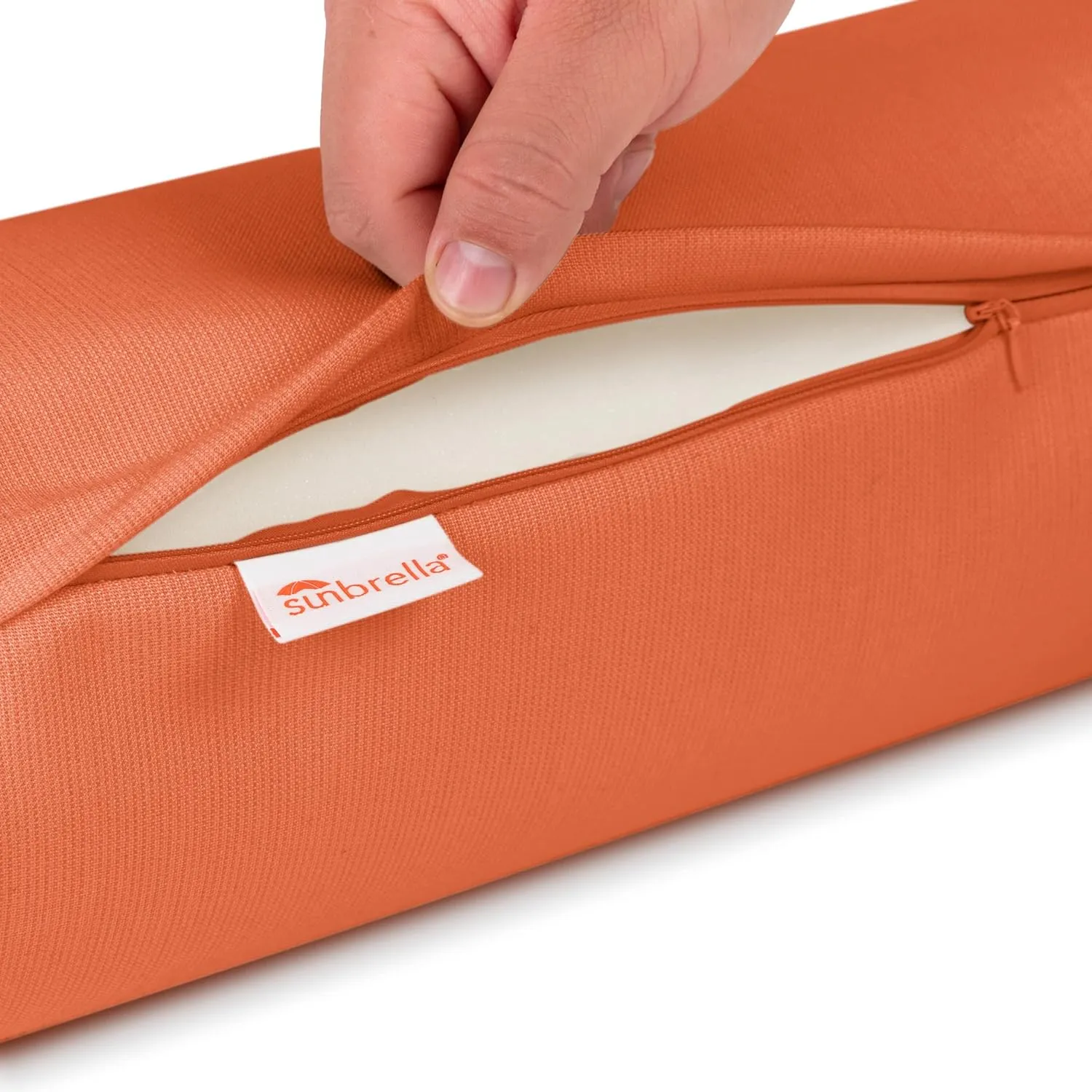 Sunbrella Set of 2 Zippered Neck Bolster Pillow, Made with Sunbrella Fabric, Cylinder Pillows, for Couch & Bed, Decorative Round Throw Pillow, Back & Neck Support (Cayenne)