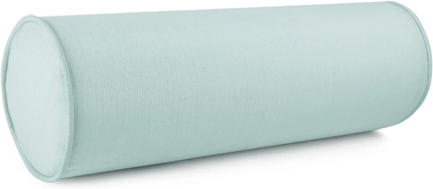 Sunbrella Set of 2 Zippered Neck Bolster Pillow, Made with Sunbrella Fabric, Cylinder Pillows, for Couch & Bed, Decorative Round Throw Pillow, Back & Neck Support (Mist)