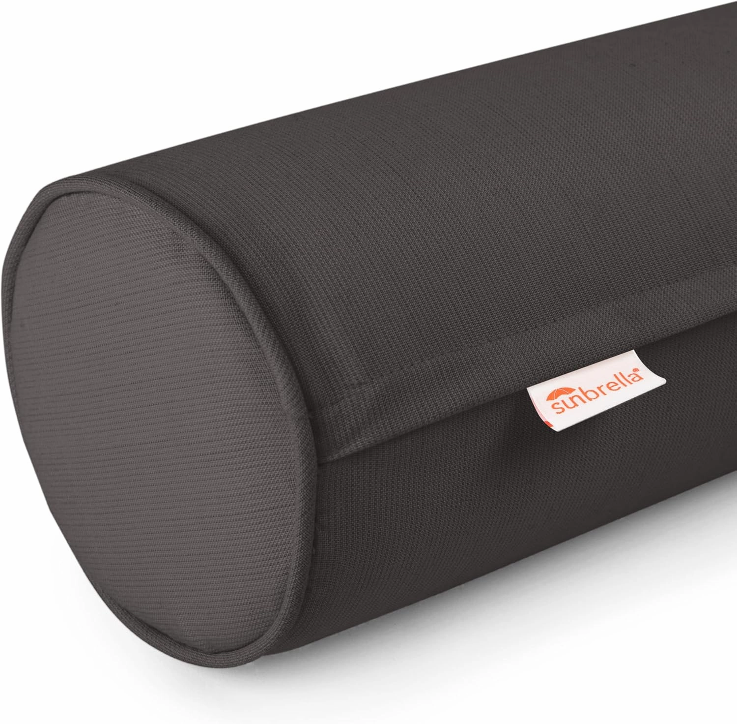 Sunbrella Set of 2 Zippered Neck Bolster Pillow, Made with Sunbrella Fabric, Cylinder Pillows, for Couch & Bed, Decorative Round Throw Pillow, Back & Neck Support (Black)