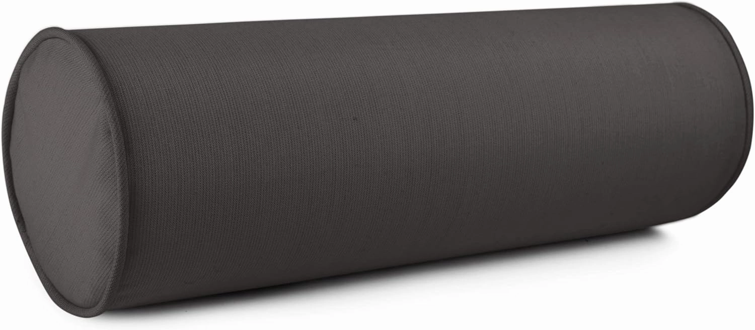 Sunbrella Set of 2 Zippered Neck Bolster Pillow, Made with Sunbrella Fabric, Cylinder Pillows, for Couch & Bed, Decorative Round Throw Pillow, Back & Neck Support (Black)