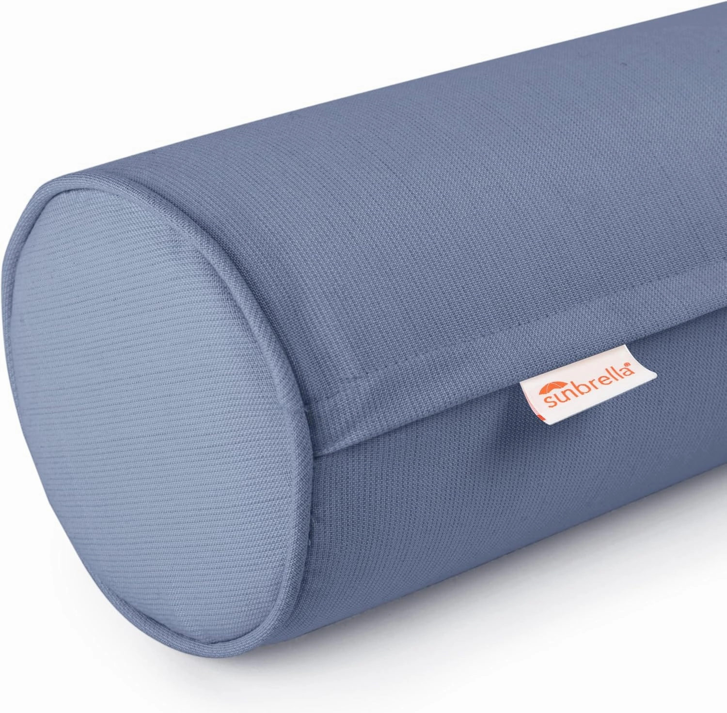 Sunbrella Set of 2 Zippered Neck Bolster Pillow, Made with Sunbrella Fabric, Cylinder Pillows, for Couch & Bed, Decorative Round Throw Pillow, Back & Neck Support (Denim)