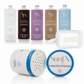 SunFX Post Spray Tan Finishing Powder | Cheeky-Sunshine | SunFX All Natural Tanning Solution Blend 5 Pack