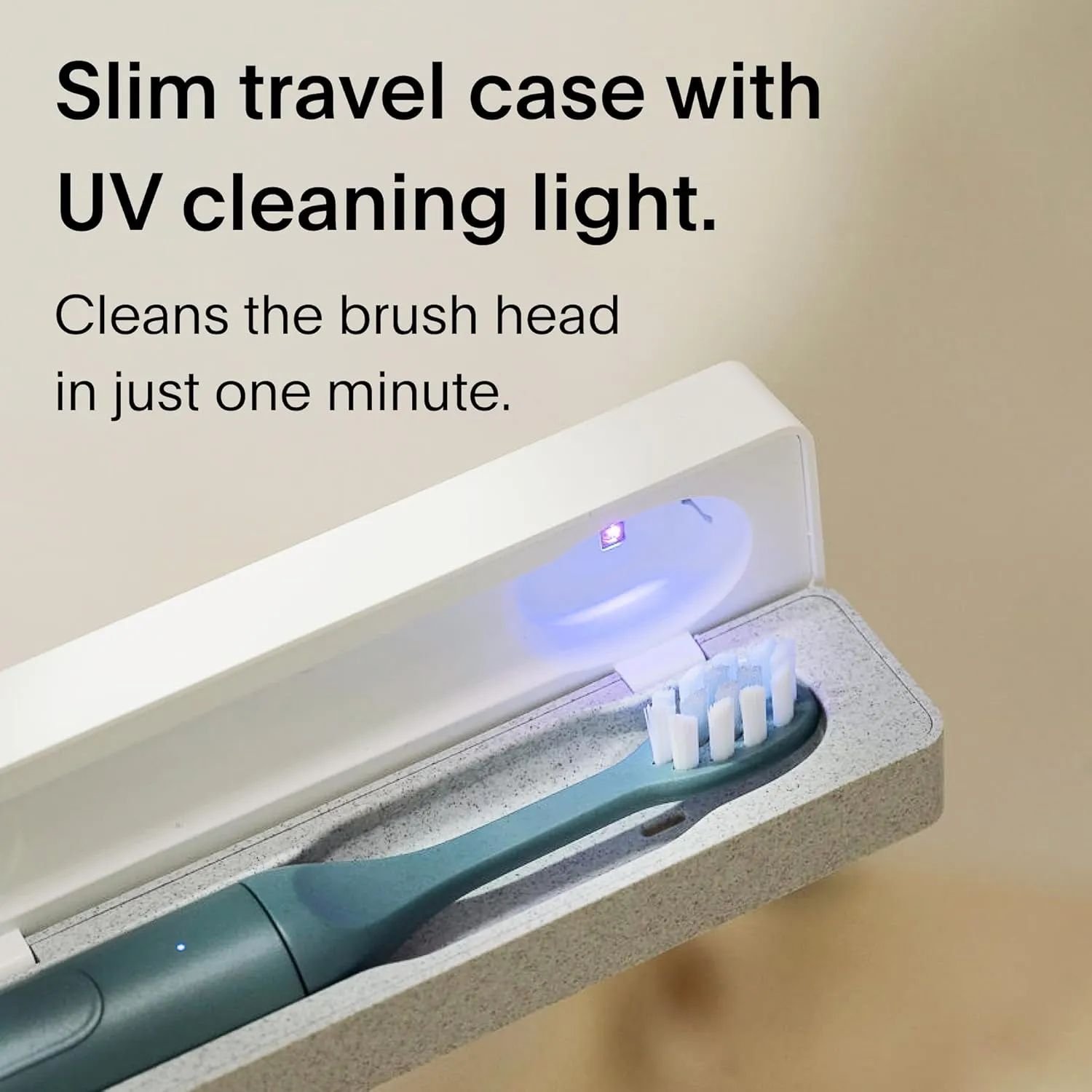 Sustainable Sonic Toothbrush - Electric Toothbrush for Adults - Slim and Powerful Travel Toothbrush with UV Cleaning Case - Recyclable Plant-Based Head, 2 Modes, Mirror-Mount, and Charging Stand