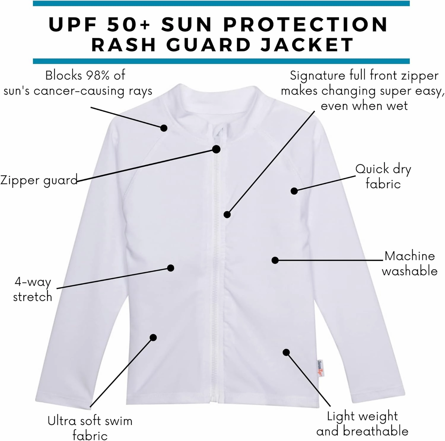 SwimZip UPF 50  Long Sleeve Rash Guard for Boys' and Girls' - Baby, Toddler, Kids
