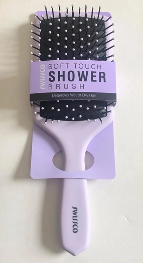 Swissco Soft Touch Paddle Shower Hair Brush (Light Purple)