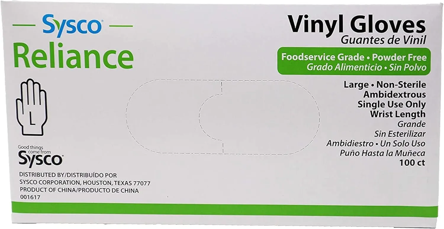Sysco New Disposable Vinal Gloves Large 100 Per Box…