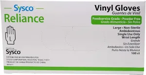 Sysco New Disposable Vinal Gloves Large 100 Per Box…