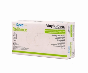Sysco New Disposable Vinal Gloves Medium 100 Per Box