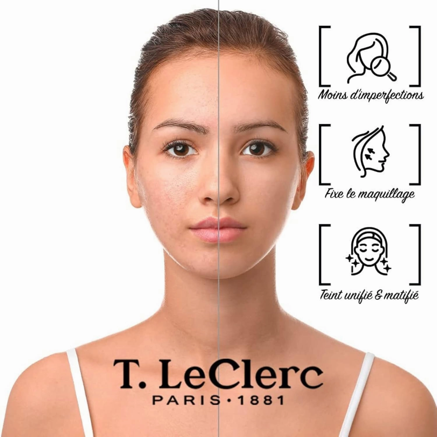 T. Leclerc Compact Pressed Powder - Super-Blendable Face Makeup Longwear Portable Matte Finish Radiant Natural Medium to Full Coverage Airbrushing Mineral Base For Pores & Imperfections (Ivoire)