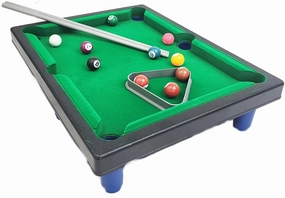 Tabletop Pool, Mini Pool Table, Billiard Set, Small Billiards Game with 11 Balls, 2 Pool Cues, Triangle Rack, Travel Friendly, Office Desk Games, Bartop, or Home Use, Medium