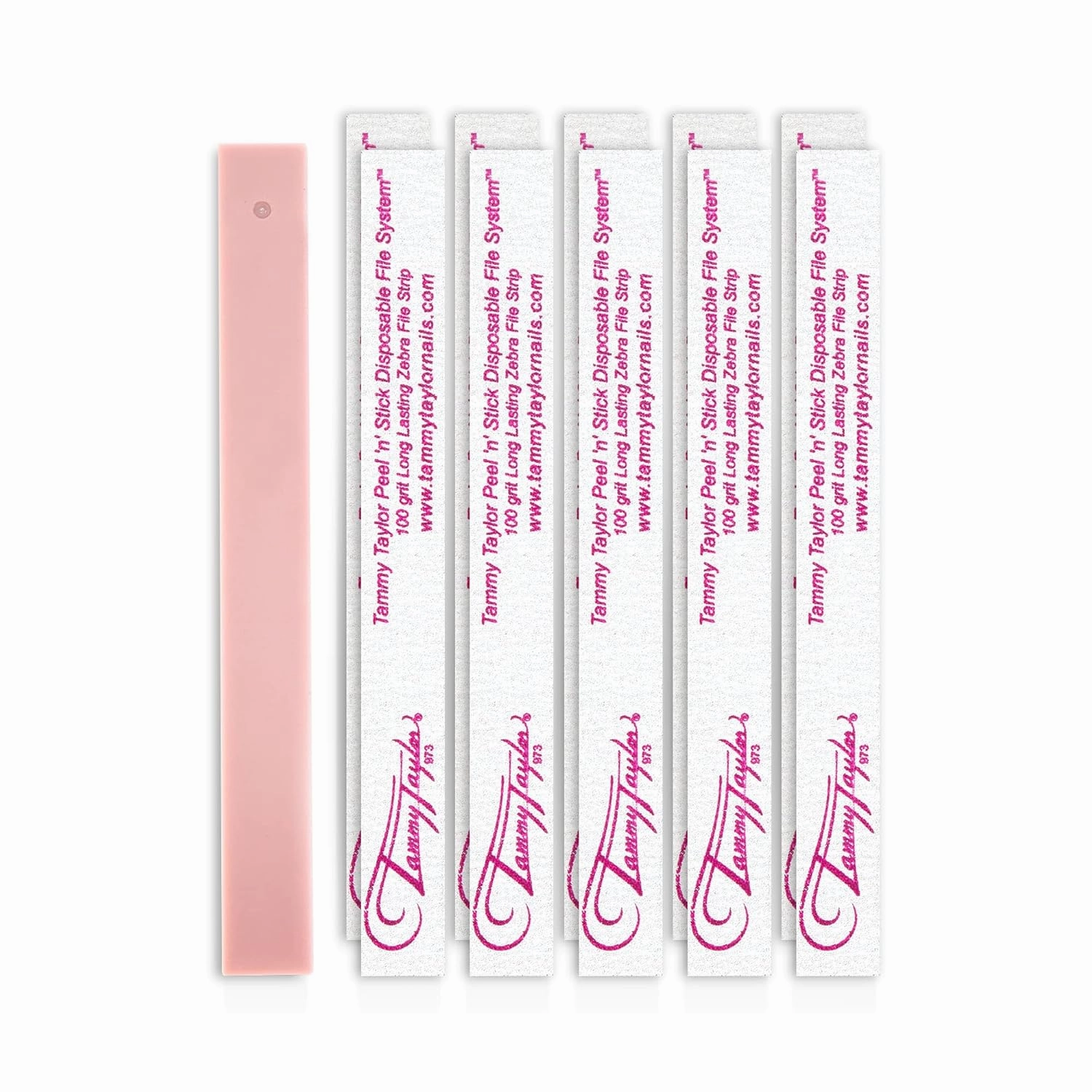 Tammy Taylor Zebra Disposable Nail File with 100/180 Grit for Artificial & Natural Nails - 25 Count Pink Coarse/Medium Grit - Professional Emery Boards for Acrylic, Gel & Nail Art