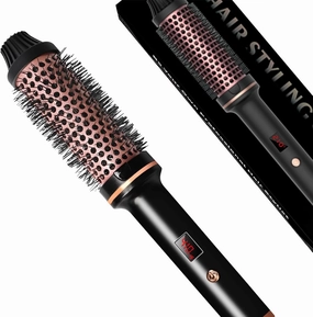 TANSHINE Thermal Brush,1.5 inch Hot Curling Brush Blowout,Heated Round Curling Iron Brush with Dual Voltage for Blowout Look,Hair Curler Volumizing Brush,Hair Curling Wands Bruah for Travel,Black