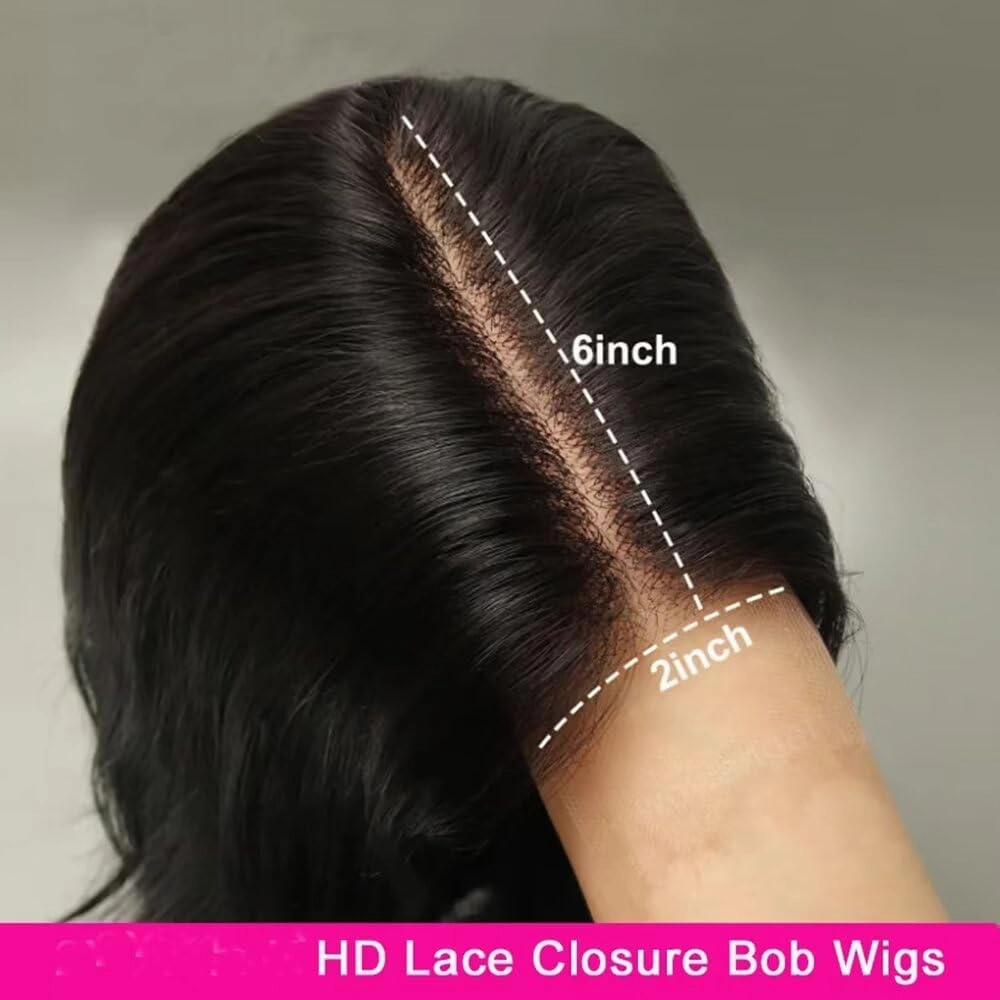 ten chopsticks 2X6 Real SKINLIKE HD Lace Closure Wigs Human Hair 1B/30 Ombre Brown Laryered Cut Bob Wig 180% Density 0.10mm Ultra-thin Invisible Swiss Lace Wigs with Bleached Knots For Woman 10Inch