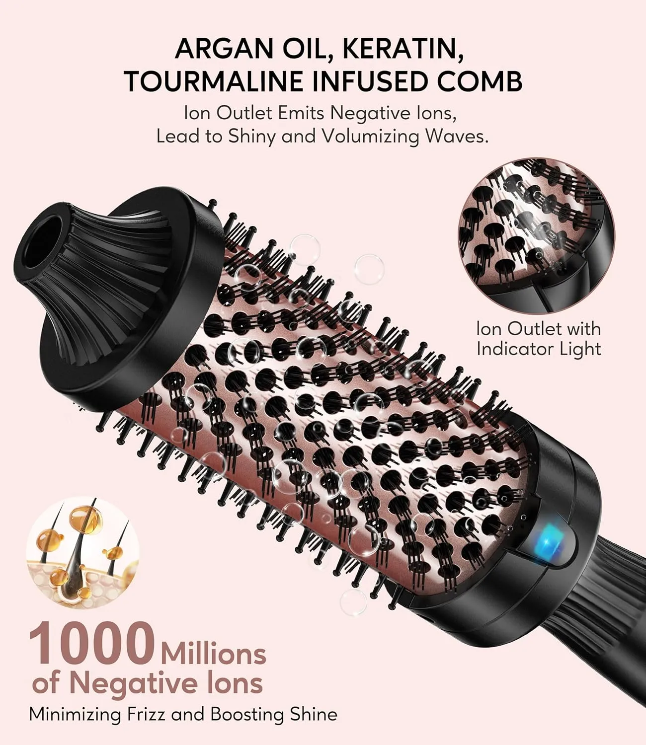 Terviiix Thermal Brush 1.77 Inch Quick Heating Makes Hair Silky Smooth, Ceramic Tourmaline Ionic Heated Brush & Curling Wand Volumizer, Digital Display 9 Temperatures Curling Iron, Dual Voltage