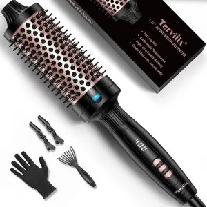 Terviiix Thermal Brush 1.77 Inch Quick Heating Makes Hair Silky Smooth, Ceramic Tourmaline Ionic Heated Brush & Curling Wand Volumizer, Digital Display 9 Temperatures Curling Iron, Dual Voltage