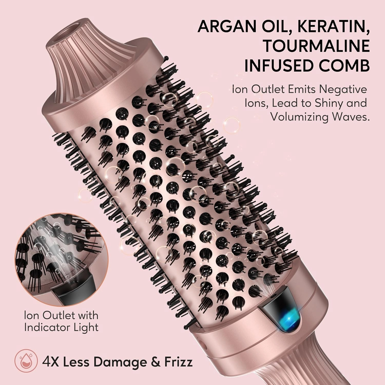 Terviiix 1.77 Inch Thermal Brush, Double MCH Ceramic Hot Brush Tourmaline Ionic 2 in 1 Heated Hair Curling Wand, Digital Display 9 Temperatures Curling Iron Dual Voltage for Long Hair