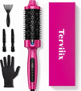 Terviiix 1.77" Ionic Thermal Brush, Heated Round Brush with Dual MCH Tech, 9 Temp Adjustments, 30S Fast Heating, Easily Create 90's Voluminous & Smooth Style, Non-Blowing, Dual Voltage
