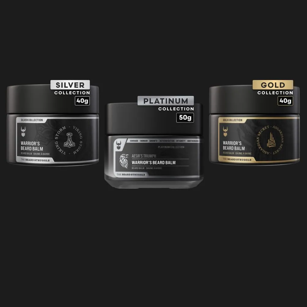 The Beard Struggle Warrior’s Beard Balm - Platinum Collection, Surtr's Fury - Non-Greasy Low-Hold Formula, Luxurious Cologne-Grade Fragrances 100% Natural and Plant-Based Ingredients - 50g