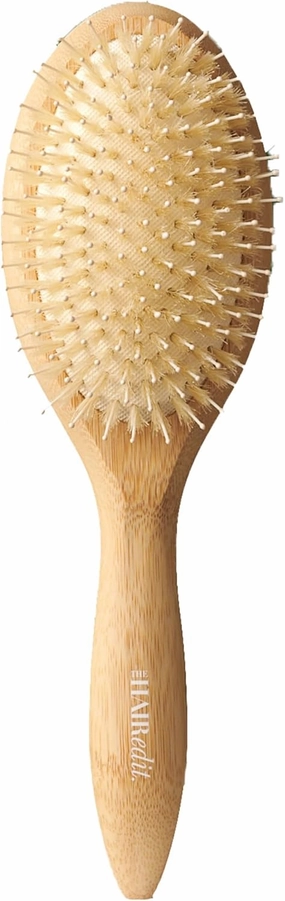 The Hair Edit The Glossifier Bamboo Boar Bristle Hair Brush, Non-Slip Grip and Ball-Tipped Bristles for All Hair Types, Smooths Frizz