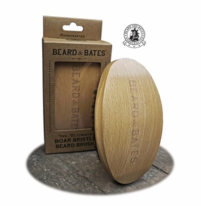 The Ultimate Boar Bristle Beard Brush | Handcrafted, Barber Grade, X-Large Full Size, Firm Bristles, Contoured Beech Wood Handle, Curved Wave Brush