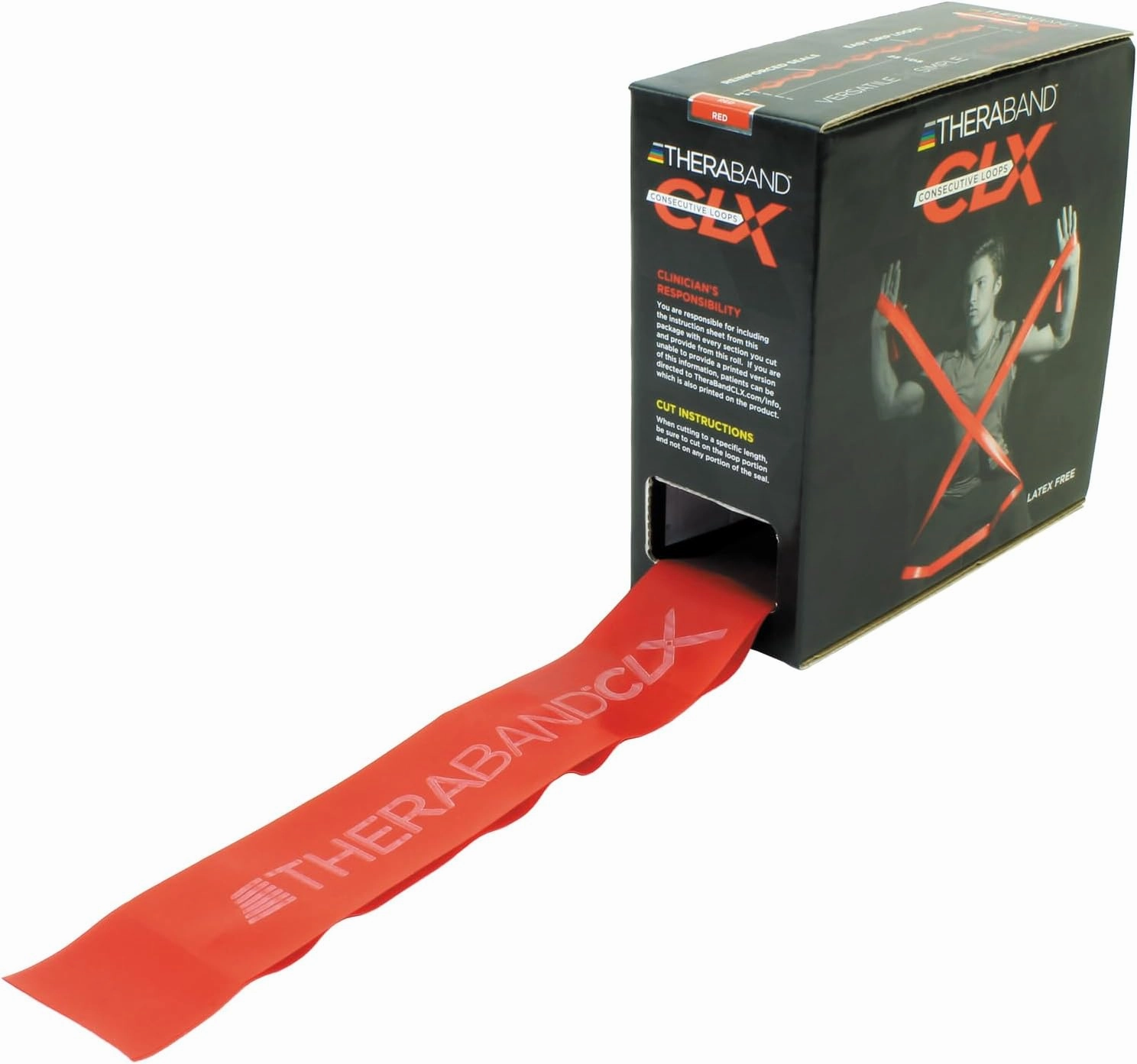THERABAND CLX Resistance Band with Loops, Fitness Band for Home Exercise and Full Body Workouts, Portable Gym Equipment