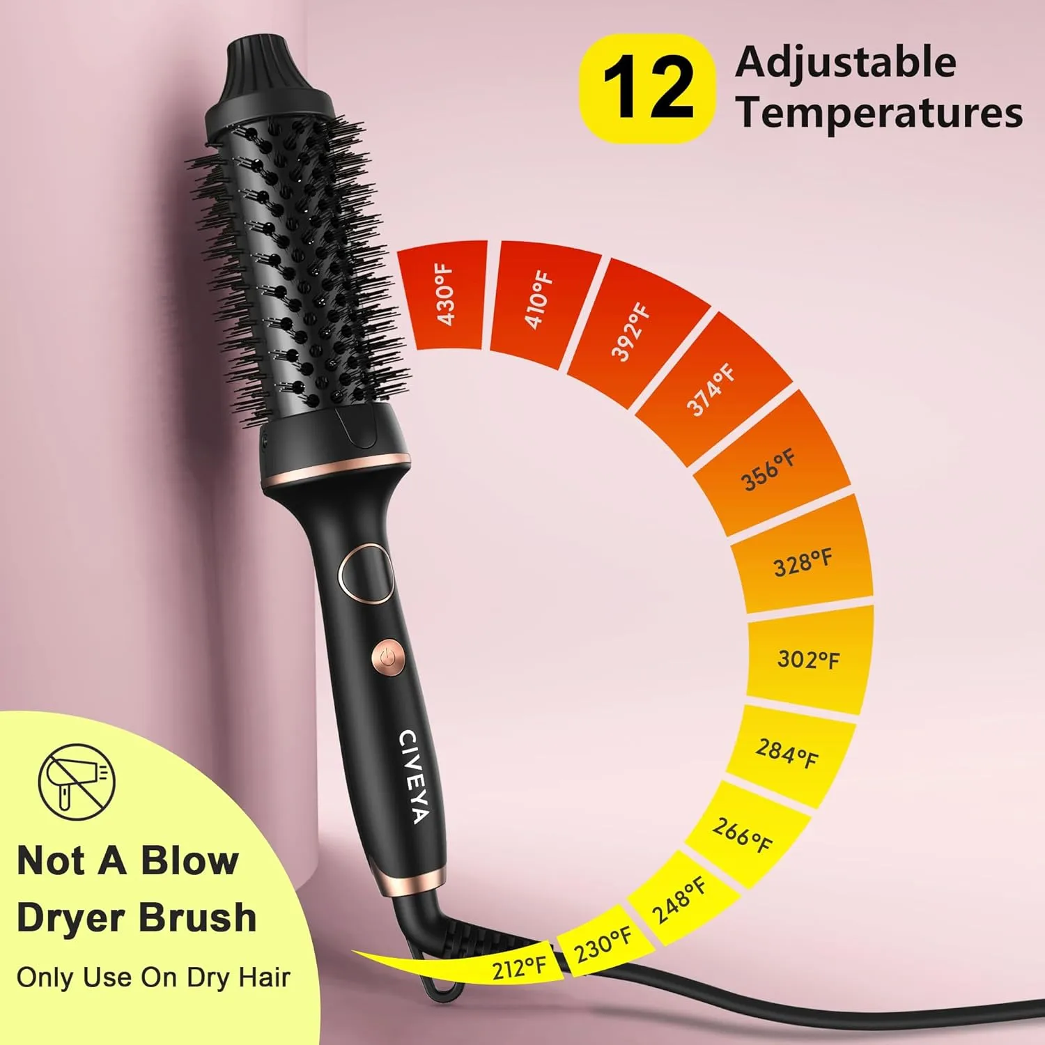 Thermal Brush for Blowout Look, 1 1/2 Inch Heated Round Brush Styler, Negative Ion Curling Iron