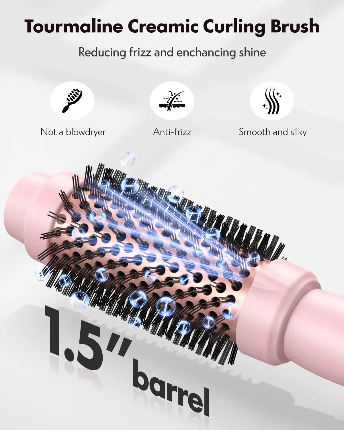Thermal Brush for Blowout Look zavarea, 1.5 inch Round Brush with Upgrade 9 Temperature Settings, Negative Ion Heated Hair Brush Makes Hair Smoother Get Natural Curls, Dual Voltage.