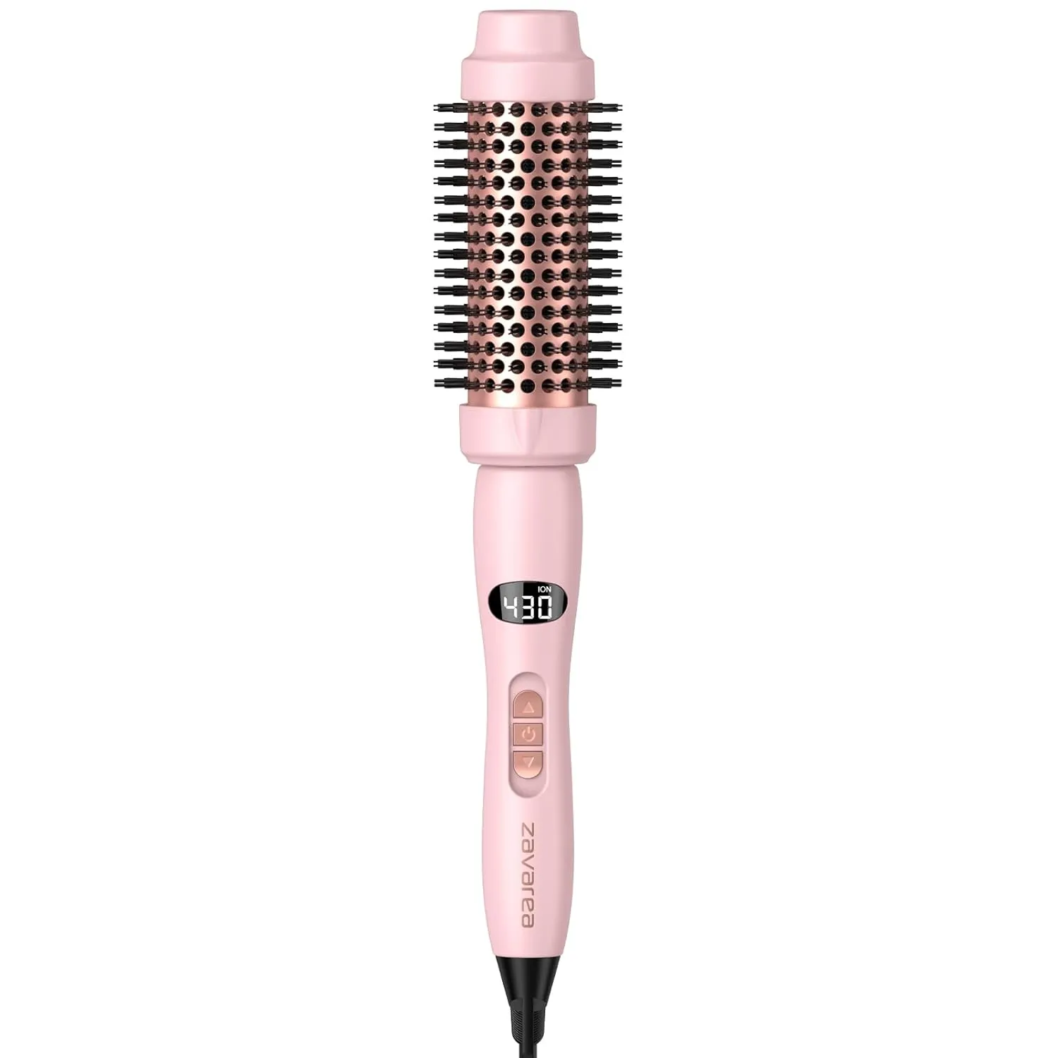 Thermal Brush for Blowout Look zavarea, 1.5 inch Round Brush with Upgrade 9 Temperature Settings, Negative Ion Heated Hair Brush Makes Hair Smoother Get Natural Curls, Dual Voltage.