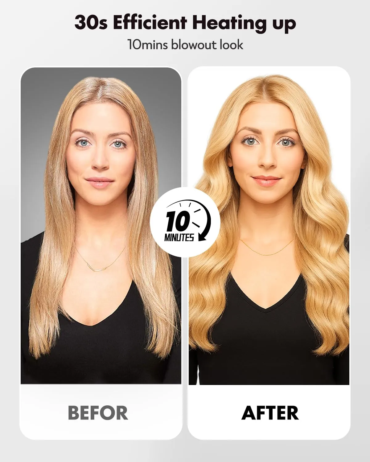 Thermal Brush for Blowout Look zavarea, 1.5 inch Round Brush with Upgrade 9 Temperature Settings, Negative Ion Heated Hair Brush Makes Hair Smoother Get Natural Curls, Dual Voltage.