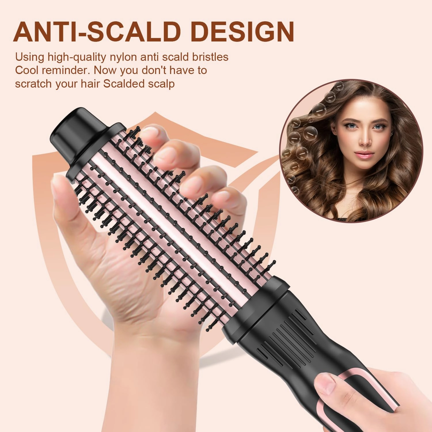 Thermal Brush 1.25 Inch Curling Iron Volumizing Heated Round Brush 1 1/4 Inch Ceramic Tourmaline Heated Hot, Multifunctional Styler Curling Wand (Rose Gold, 1.25 inch)