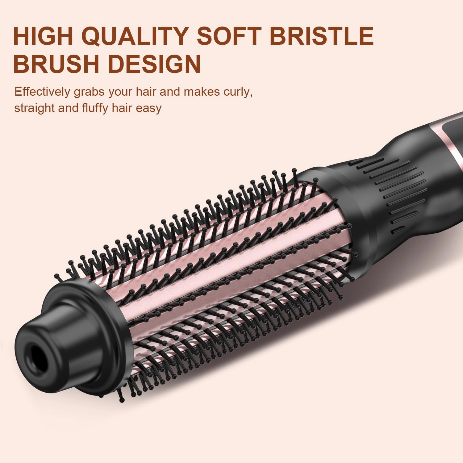 Thermal Brush 1.25 Inch Curling Iron Volumizing Heated Round Brush 1 1/4 Inch Ceramic Tourmaline Heated Hot, Multifunctional Styler Curling Wand (Rose Gold, 1.25 inch)
