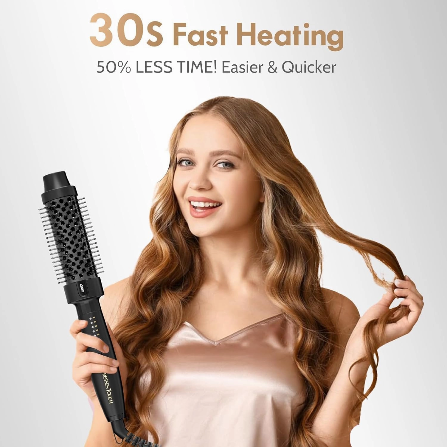 Thermal Brush 1.5 Inch, Heated Round Brush for Blowout Look, Negative Ion, 5 Temp Settings, Tourmaline Ceramic, Dual Voltage for Travel, Easy to Use, Less Damage, Makes Hair Shinier & Smoother