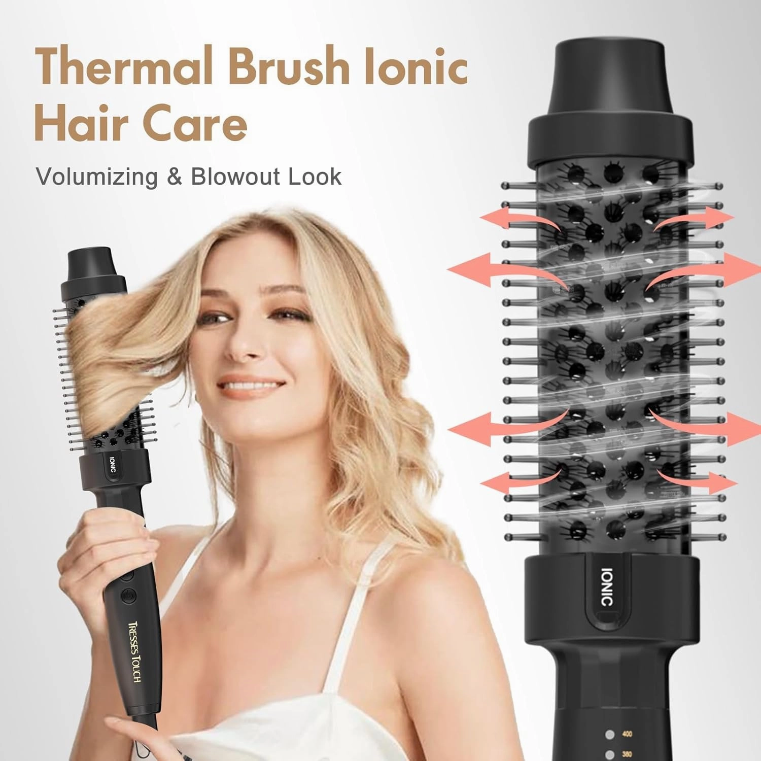 Thermal Brush 1.5 Inch, Heated Round Brush for Blowout Look, Negative Ion, 5 Temp Settings, Tourmaline Ceramic, Dual Voltage for Travel, Easy to Use, Less Damage, Makes Hair Shinier & Smoother