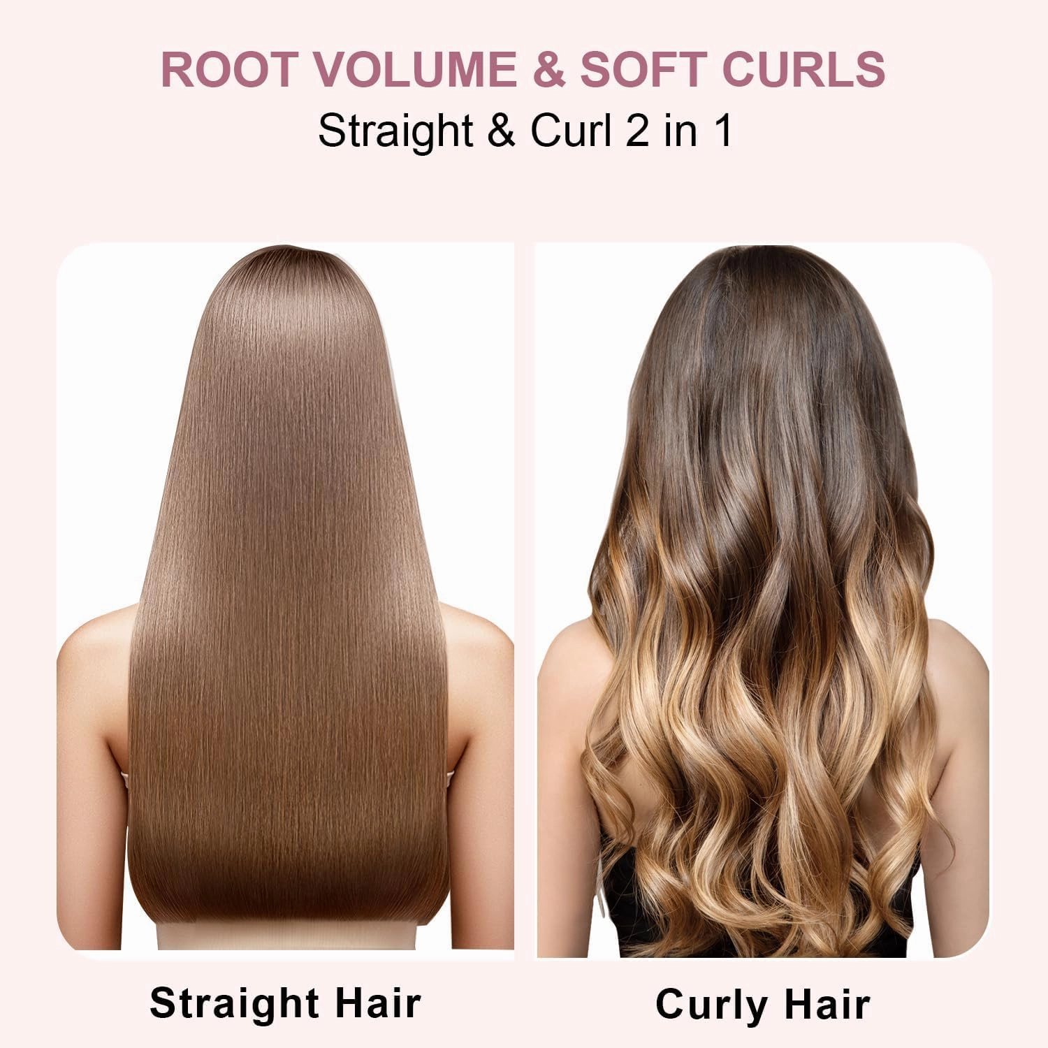 Thermal Brush, 1.5 inch Heated Round Curling Brush Hair Dryer and Styler, Less Frizz Hair Hot Straightener Comb with Detachable Head for Salon Style