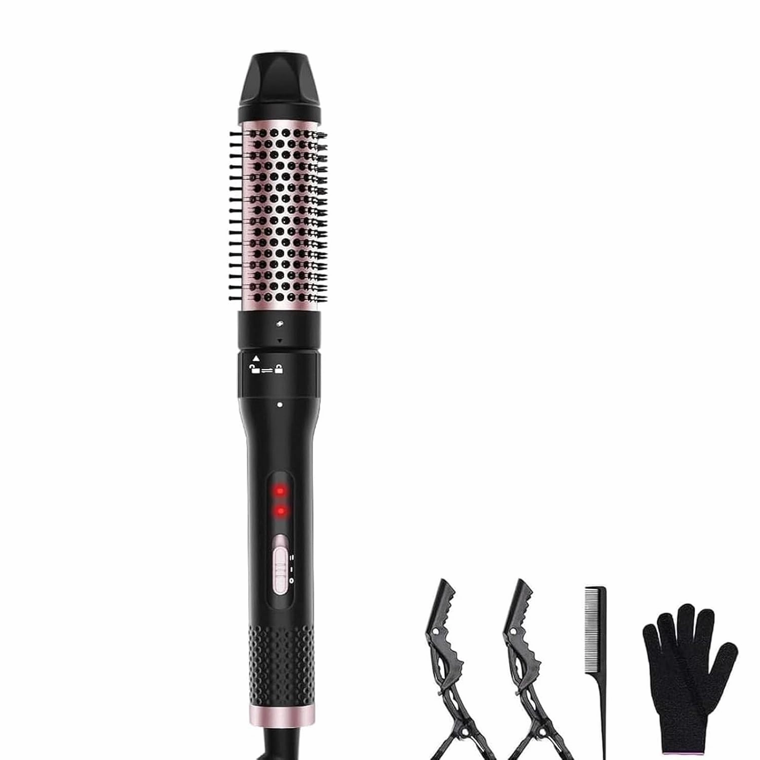 Thermal Brush, 1.5 inch Heated Round Curling Brush Hair Dryer and Styler, Less Frizz Hair Hot Straightener Comb with Detachable Head for Salon Style