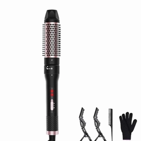 Thermal Brush, 1.5 inch Heated Round Curling Brush Hair Dryer and Styler, Less Frizz Hair Hot Straightener Comb with Detachable Head for Salon Style
